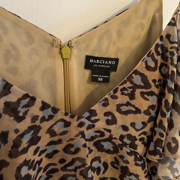 Marciano Los Angeles Leopard Print Ruffle Bodysuit — Feminine, Edgy & Versatile - Picture 8 of 8